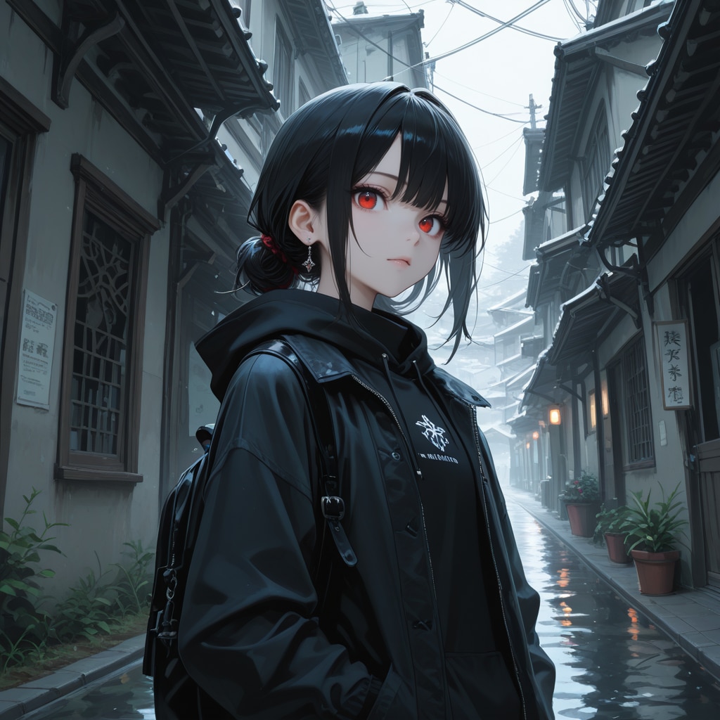 黒の少女と暗き街 | の人気AIイラスト・グラビア