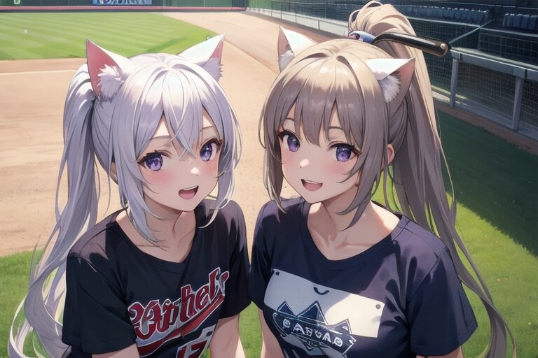 ネコミミx２（野球場）