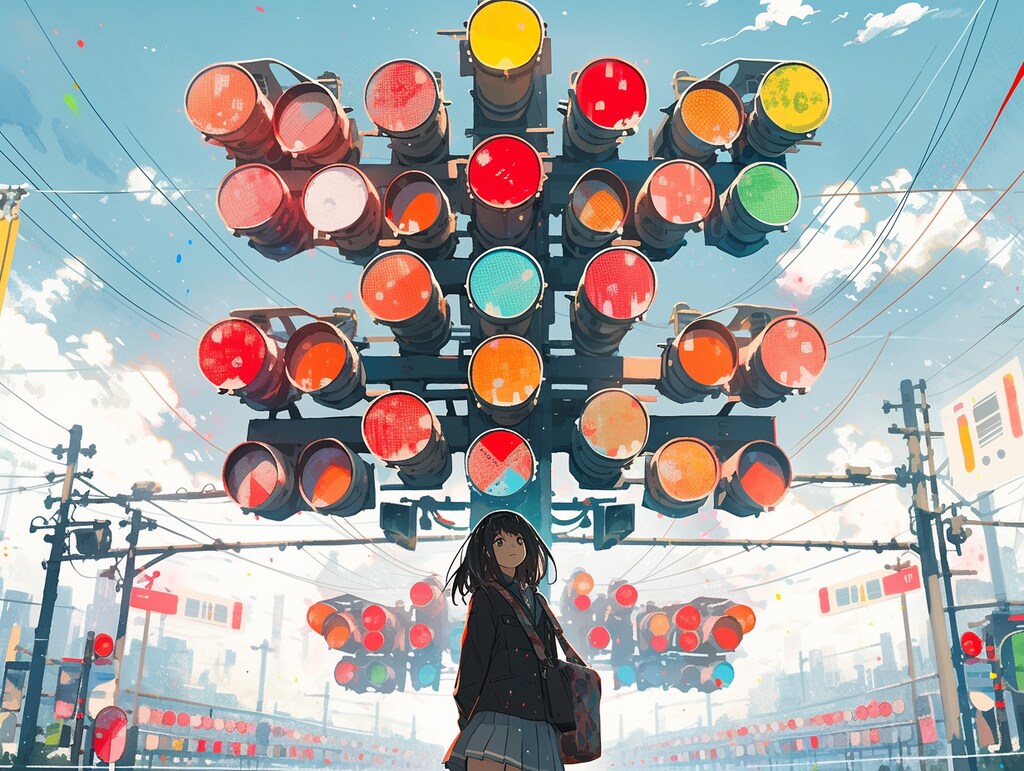 混雑しがちな通りにある信号