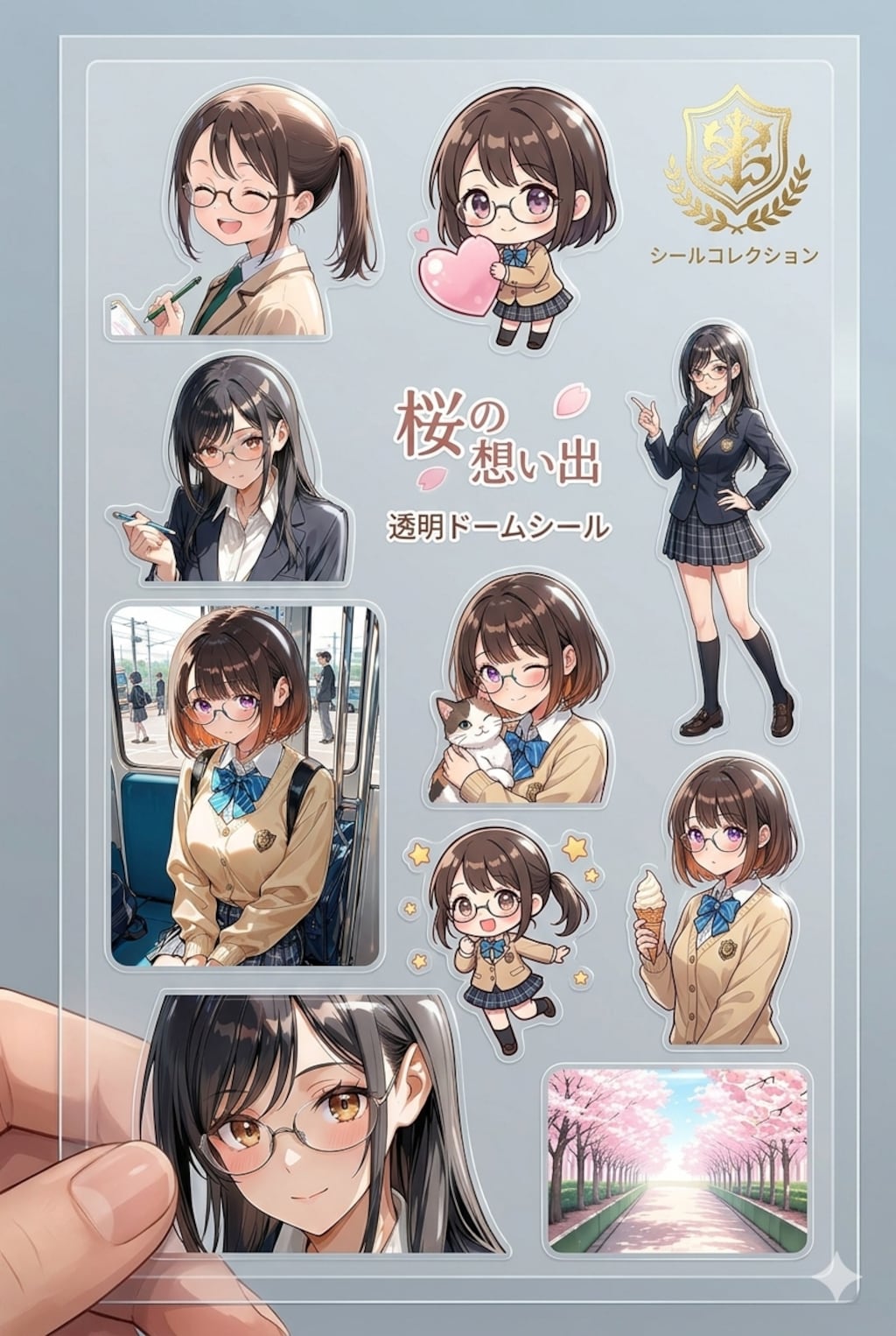 今日の眼鏡っ娘　シール化