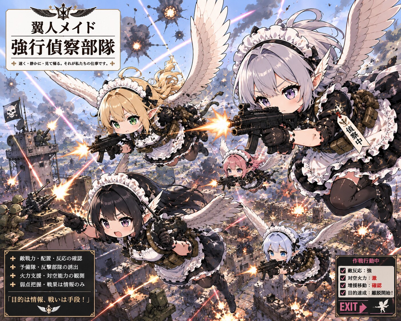 関萌軍 翼人メイド強行偵察部隊 | の人気AIイラスト・グラビア