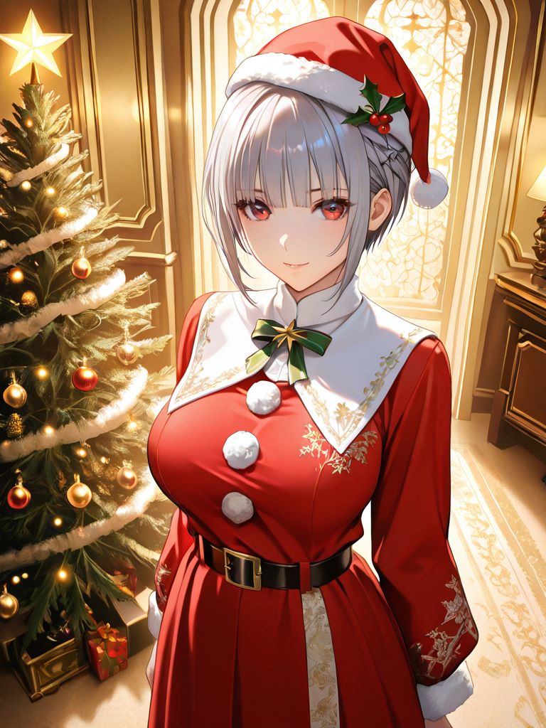 銀髪巨乳サンタ | の人気AIイラスト・グラビア