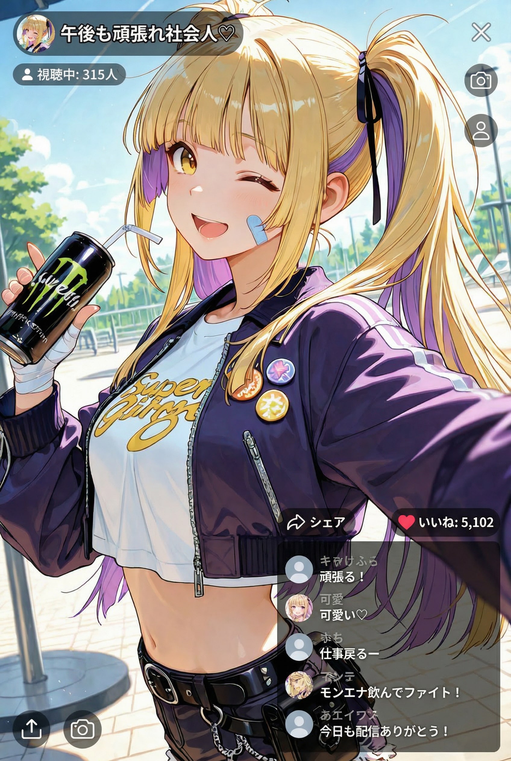 お昼配信中の住所不定少女 | の人気AIイラスト・グラビア