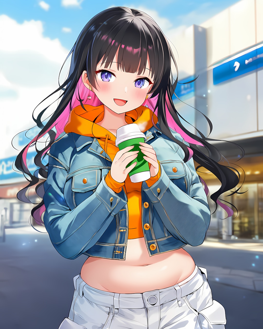 ☕️少し肌寒い朝！✨リナのGジャン通学コーデ | の人気AIイラスト・グラビア