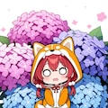 紫陽花と赤髪ちゃん 2枚目