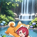 紫陽花と赤髪ちゃん 3枚目
