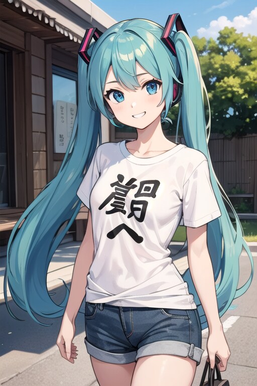 謎Tシャツでドヤるミクさん