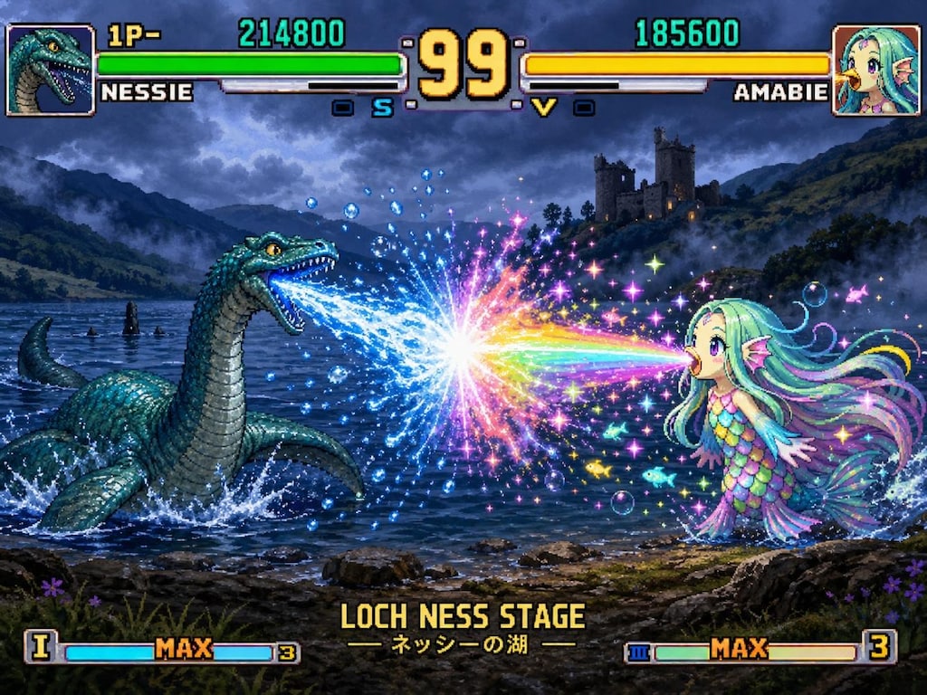 空想の生き物ドット絵格闘ゲーム風