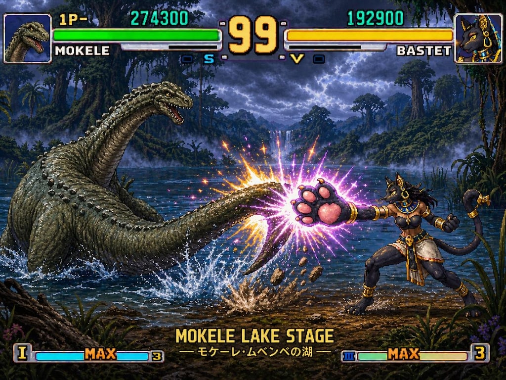 空想の生き物ドット絵格闘ゲーム風