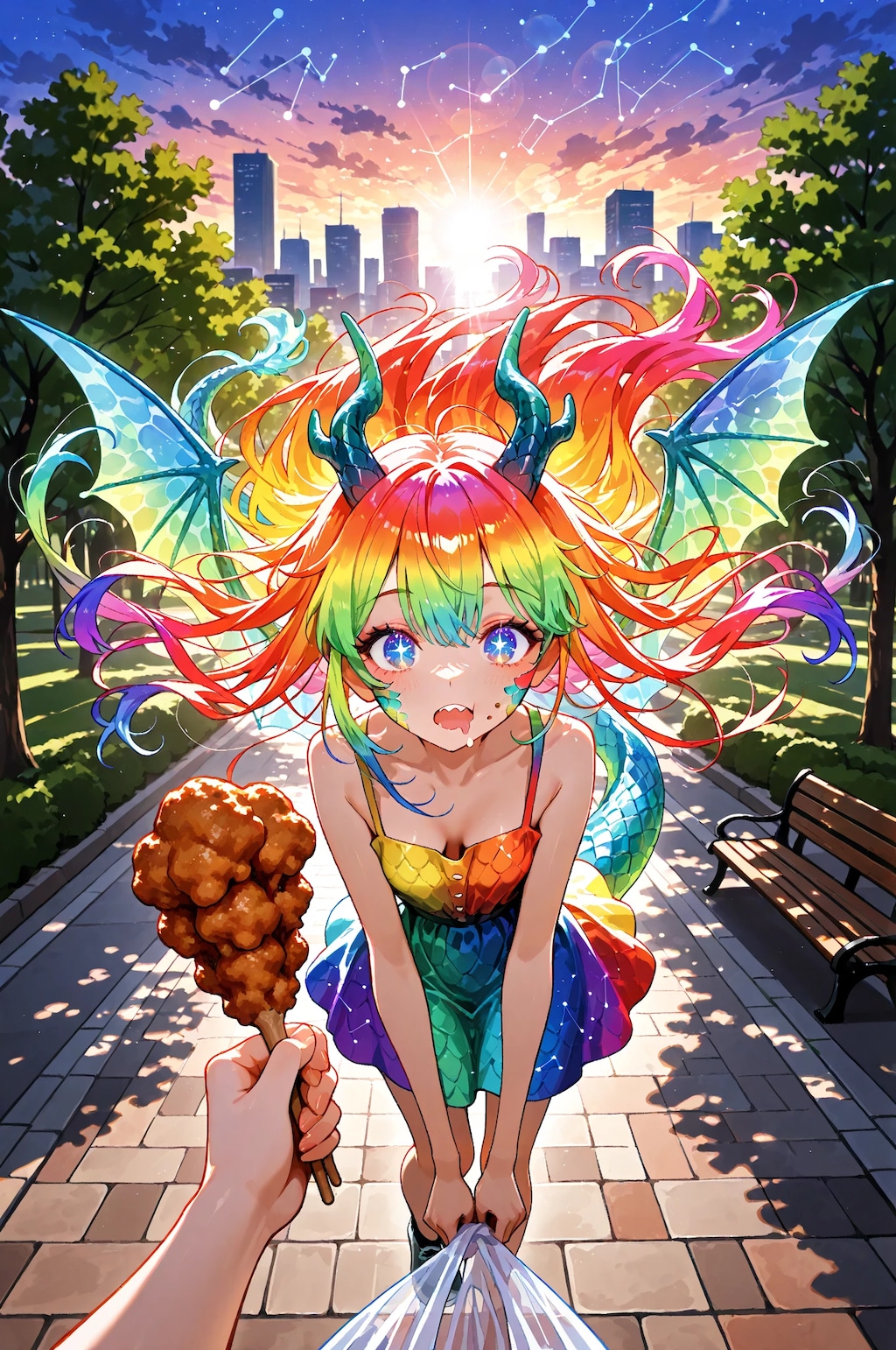 [がぞうください]ゴミ出しに出たら唐揚げに釣られたドラゴンちゃん