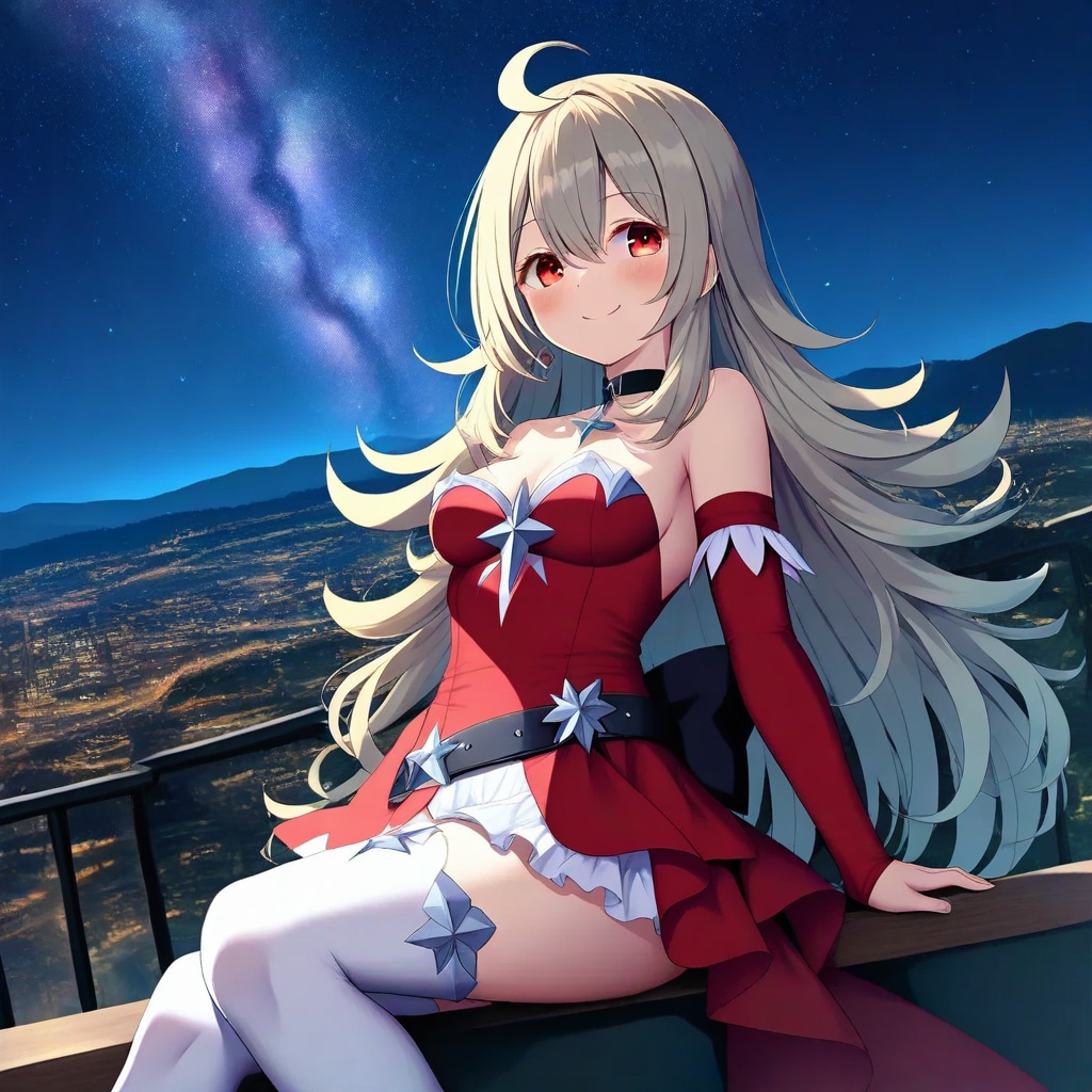 天の川を見る娘