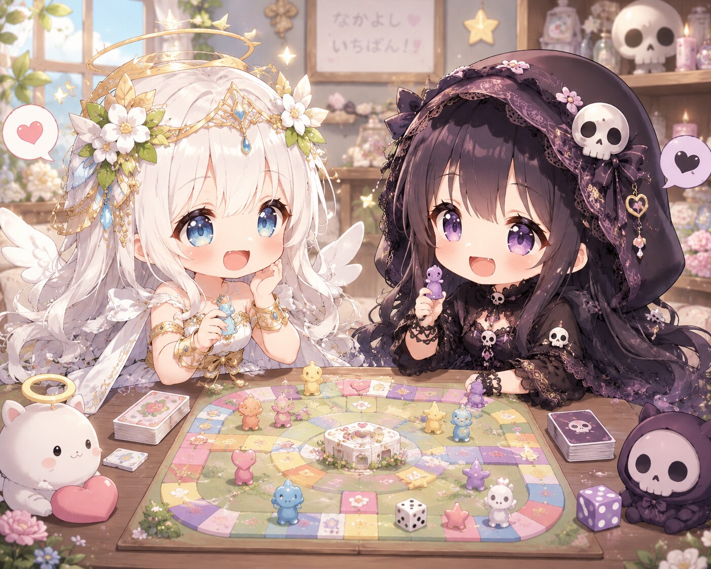 命の女神ちびちゃんと死の女神ちびちゃん | の人気AIイラスト・グラビア