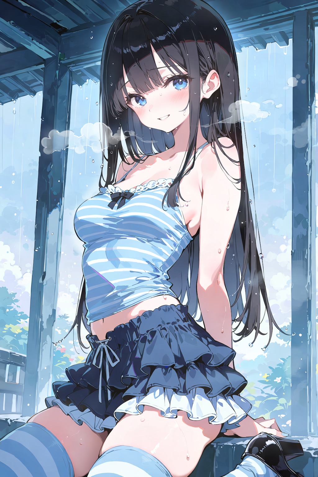 濡れたストライプと熱気