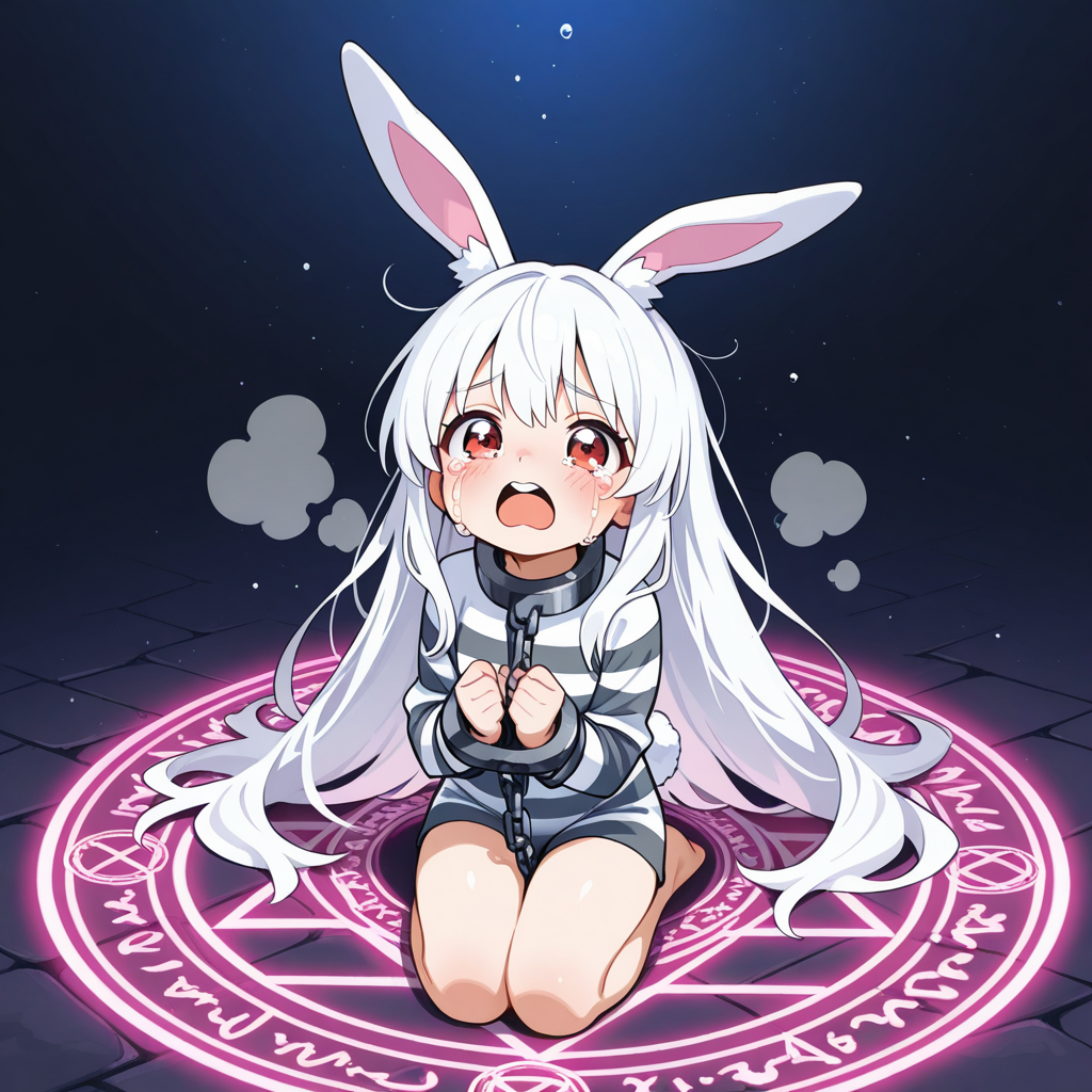 ステラちゃんに拘束魔法をかけられるうさぎちゃん！！