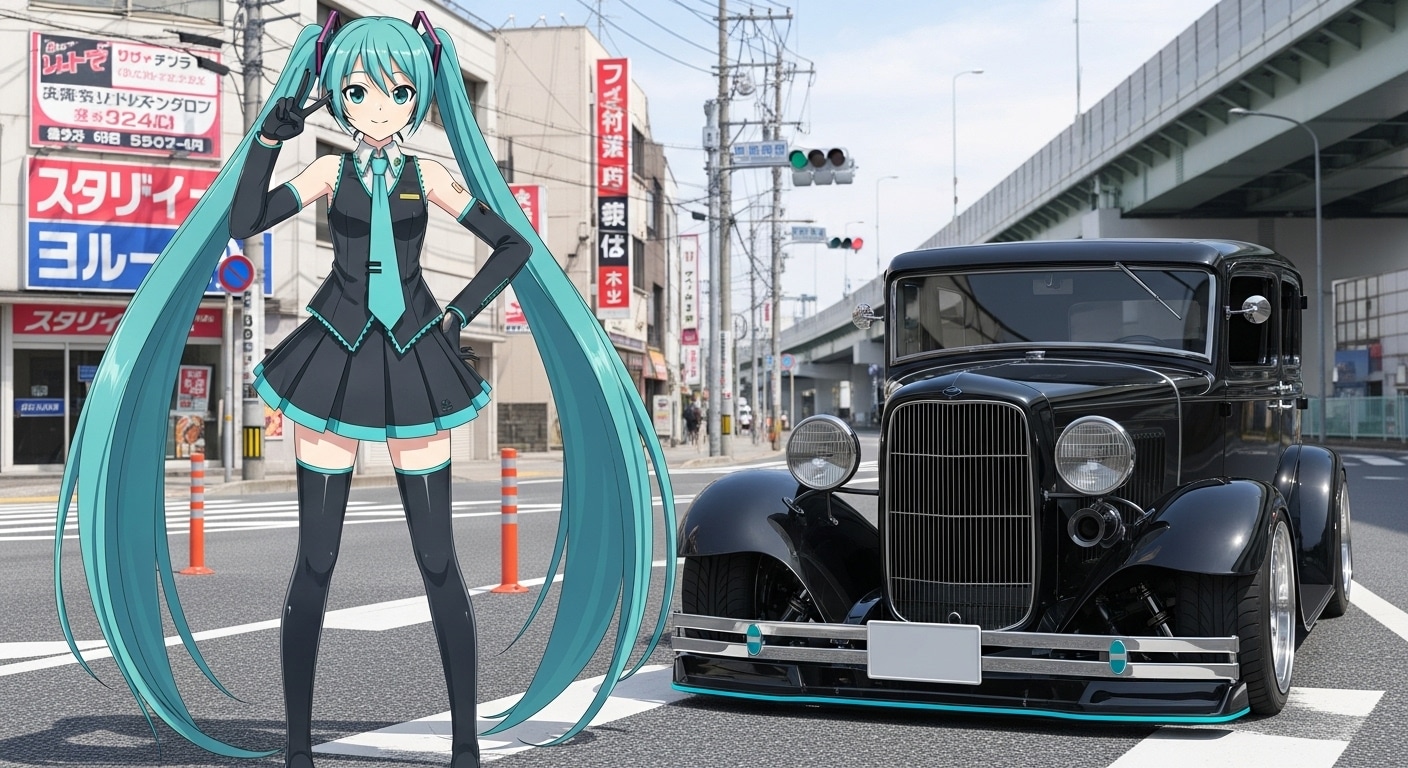 初音ミクとフォードセダン | の人気AIイラスト・グラビア