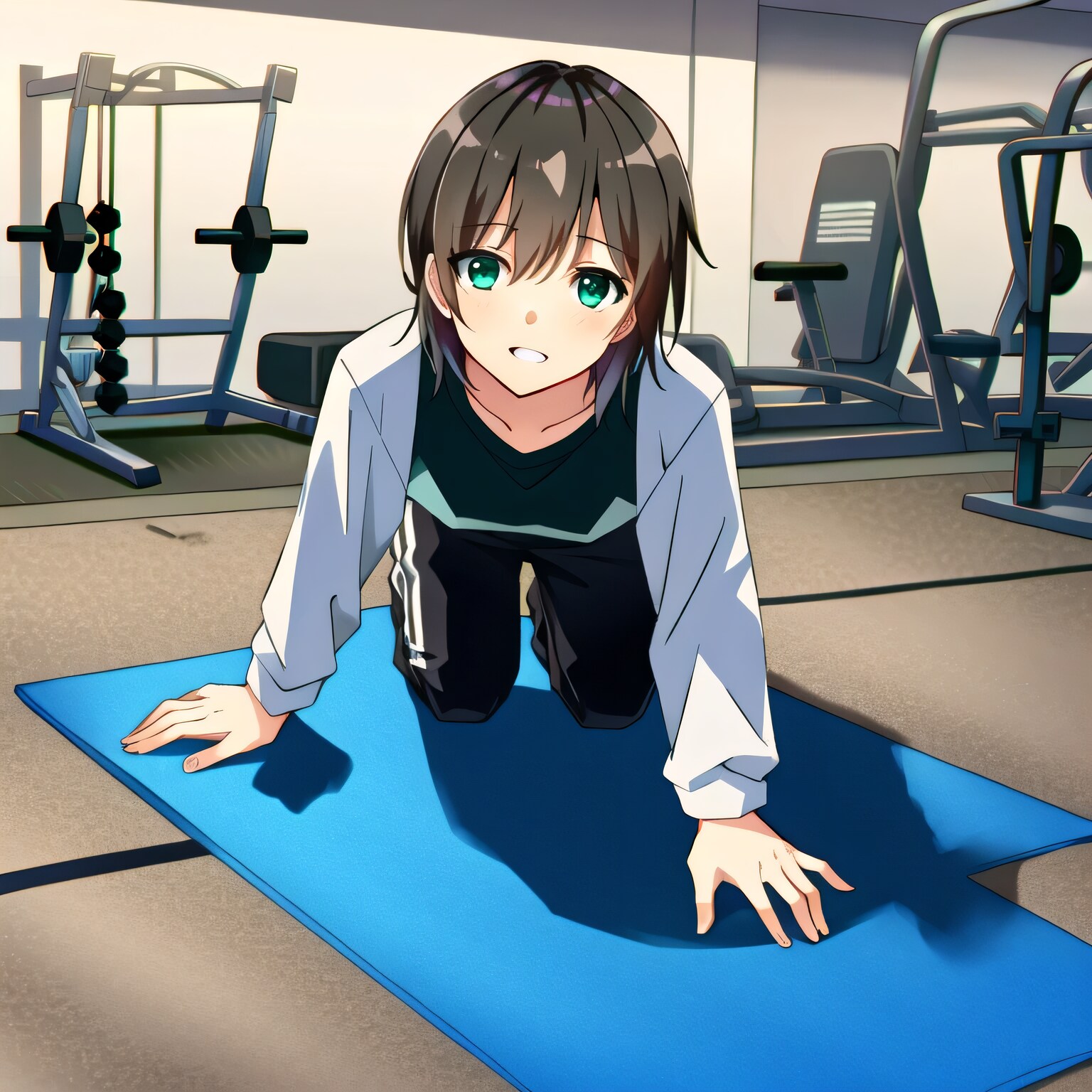 茶髪ボブで筋トレの少女４ | の人気AIイラスト・グラビア