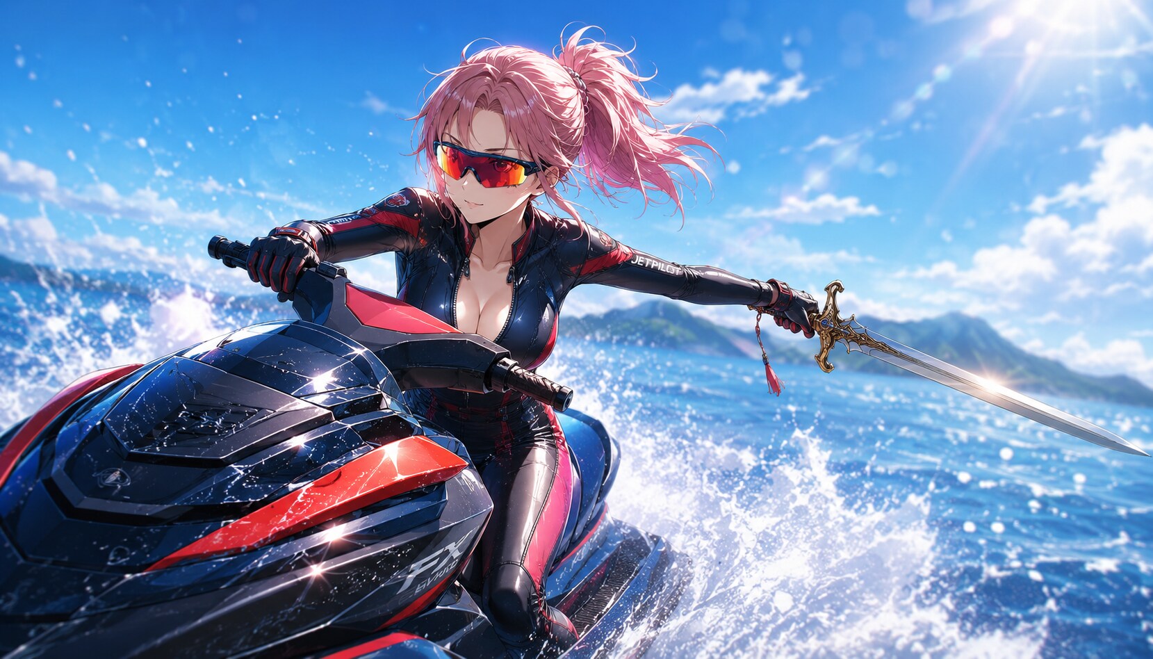 ジェットスキーでGバイク中の香山莉華さん