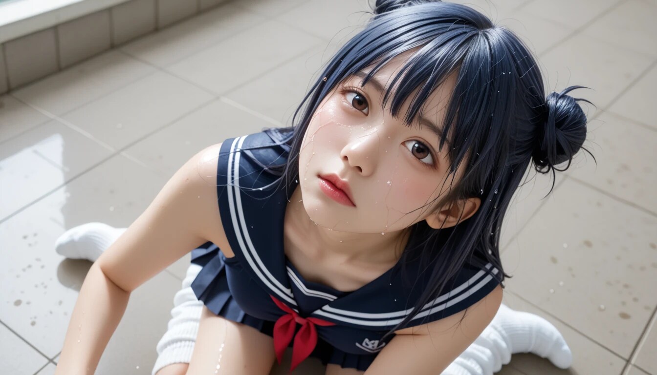 【画像あり】プールサイドのセーラー美少女が『尊さの向こう側』へ。ワイ、無事語彙力を失い『尊い』しか言えなくなるｗｗｗ
