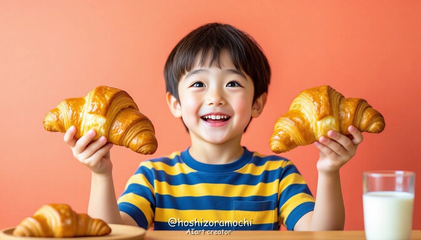 少年の朝、幸せの三日月 - A boy's morning, a crescent moon of happiness | の人気AIイラスト・グラビア
