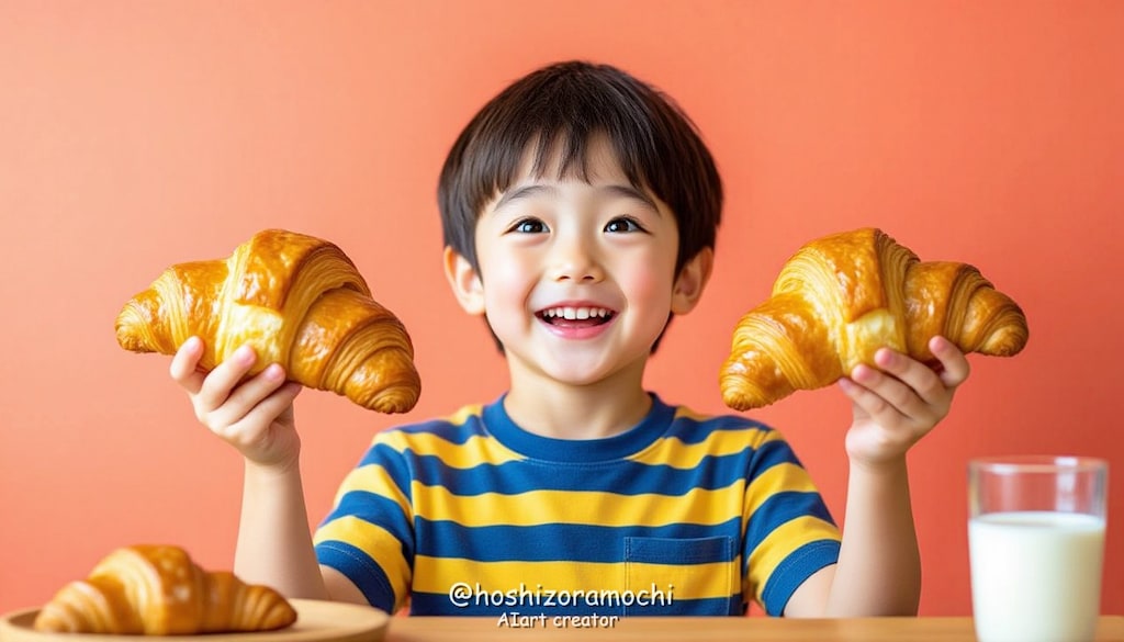 少年の朝、幸せの三日月 - A boy's morning, a crescent moon of happiness