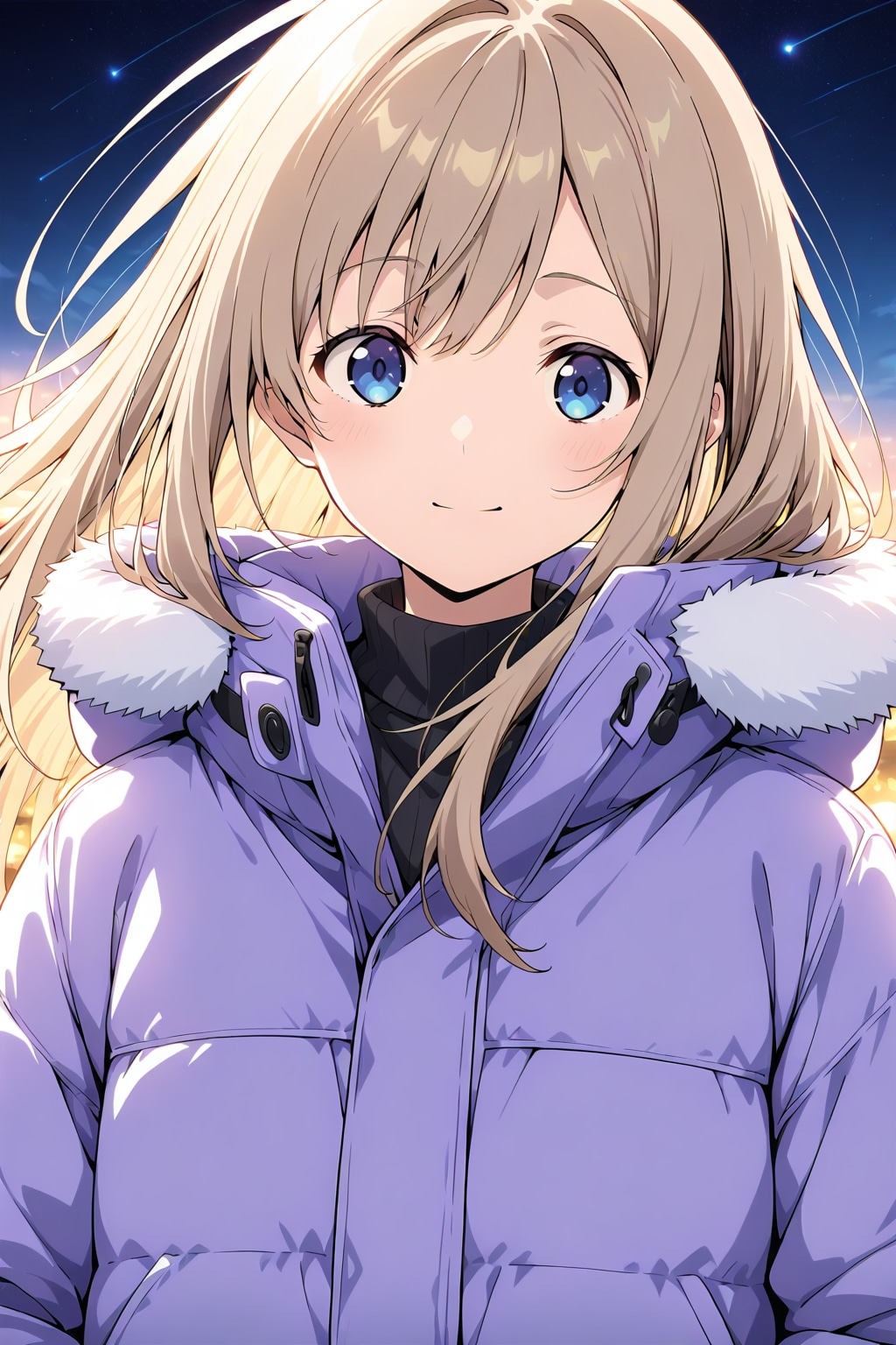 冬の夜空の下で