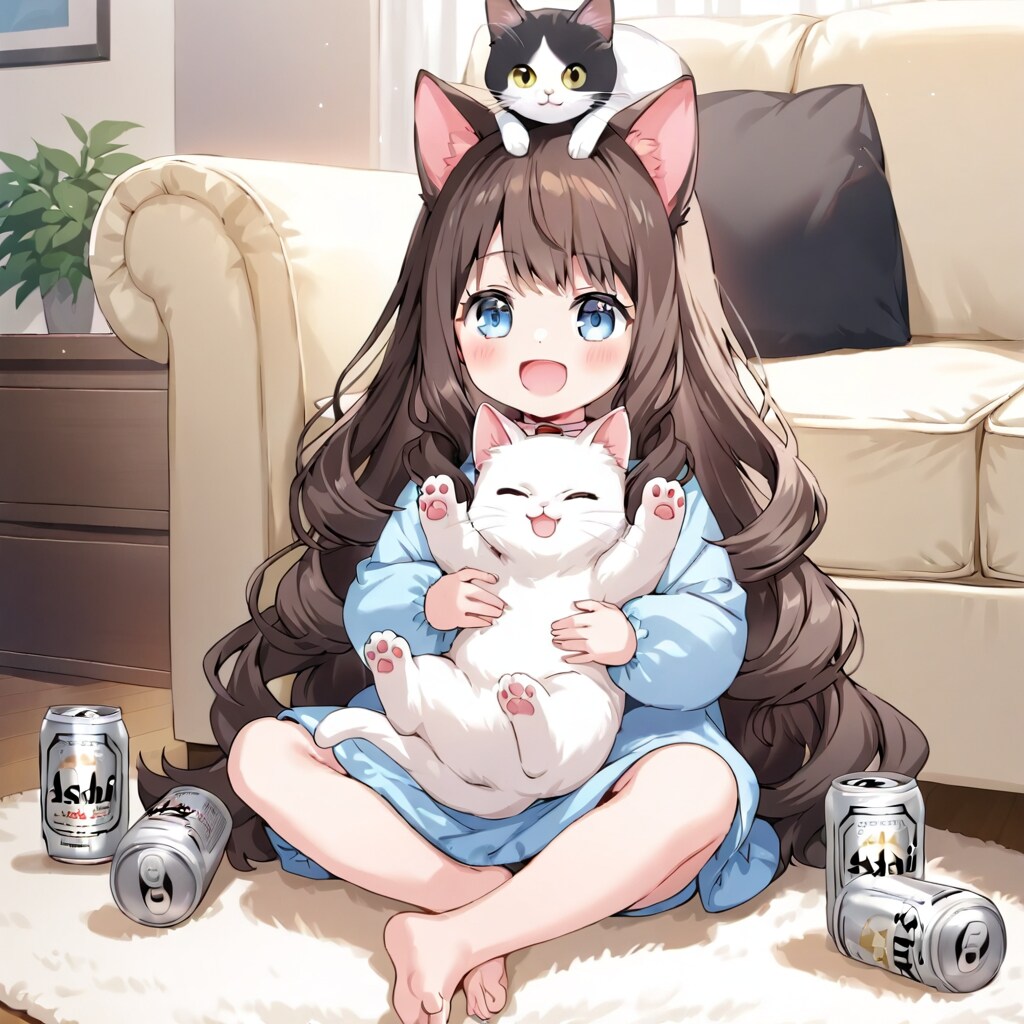 猫と小さな女の子