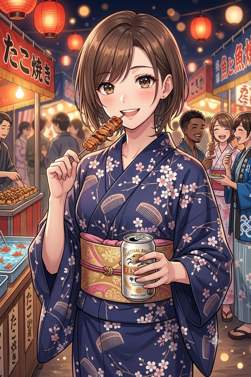 お祭りで偶然会った美容師さん