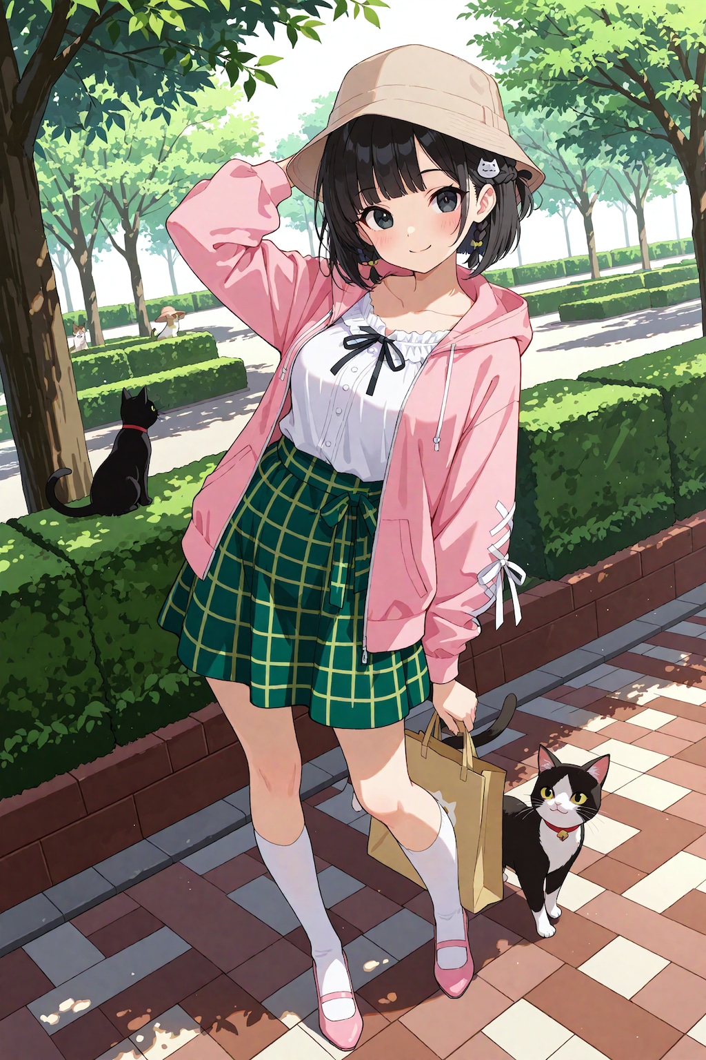 春のガーリーコーデの凜猫ちゃん