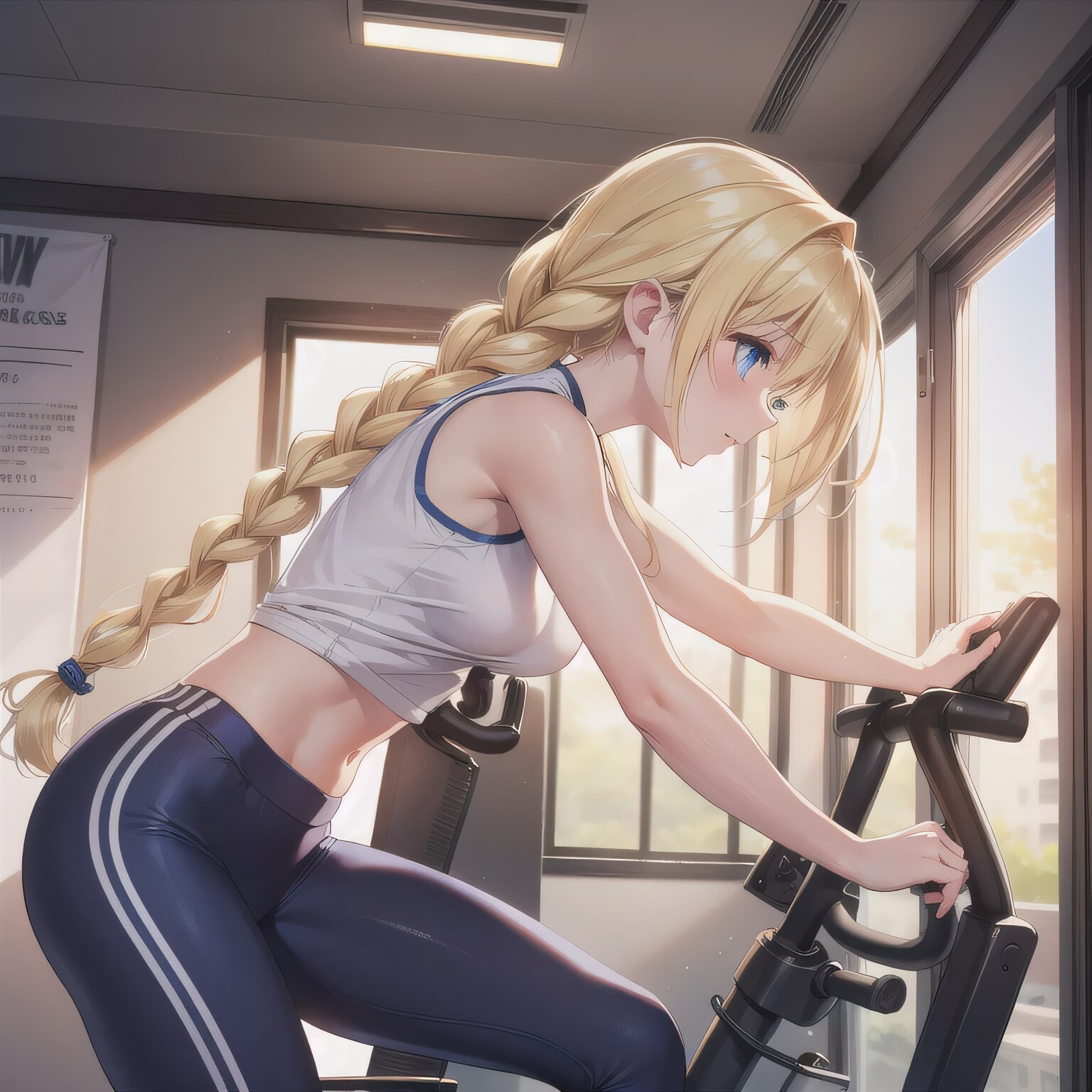 金髪ロングでエアロバイクの少女８