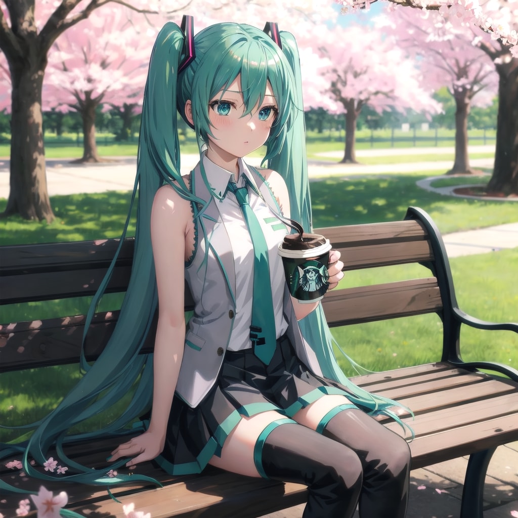 V4B 初音ミク 公園で一休み | の人気AIイラスト・グラビア