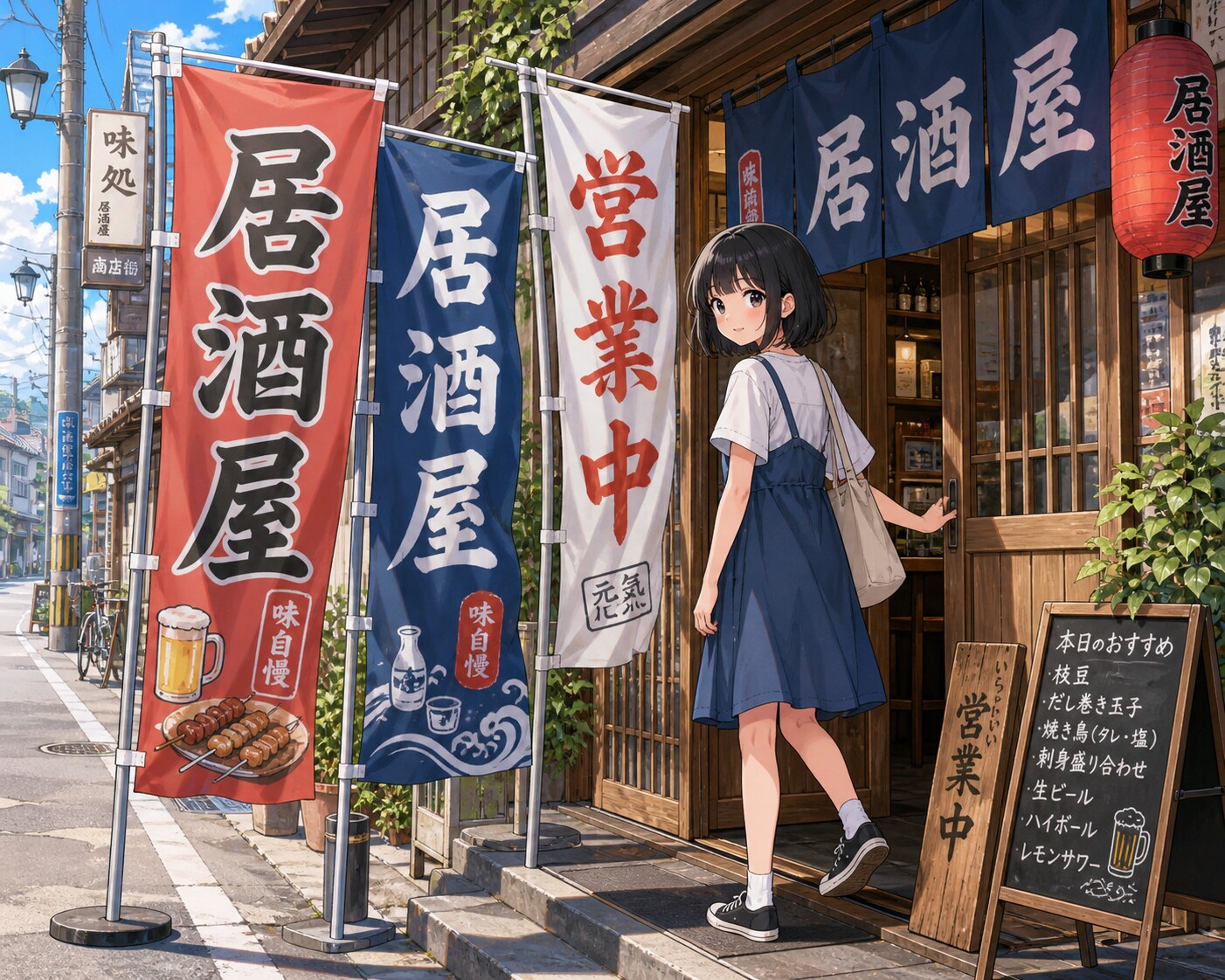 のぼり旗と女の子