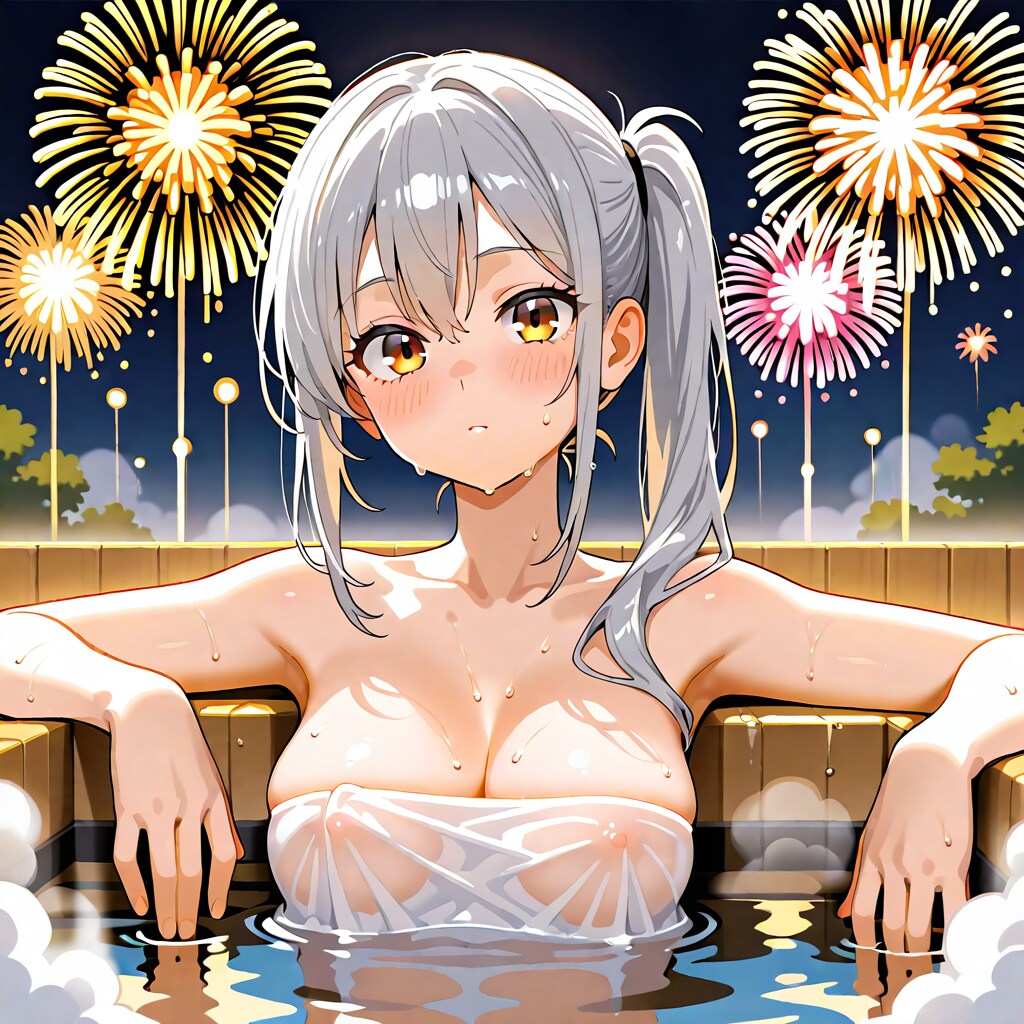 花火の見える露天風呂