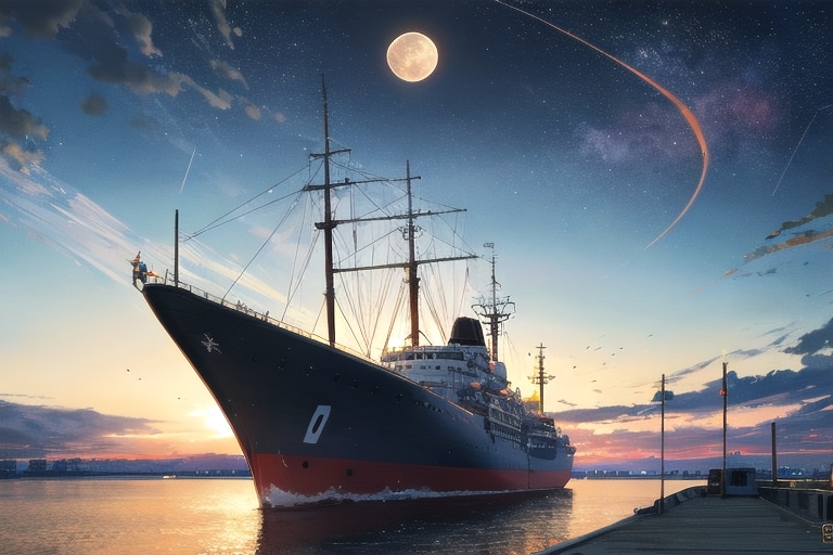 軍艦と夜空 | の人気AIイラスト・グラビア