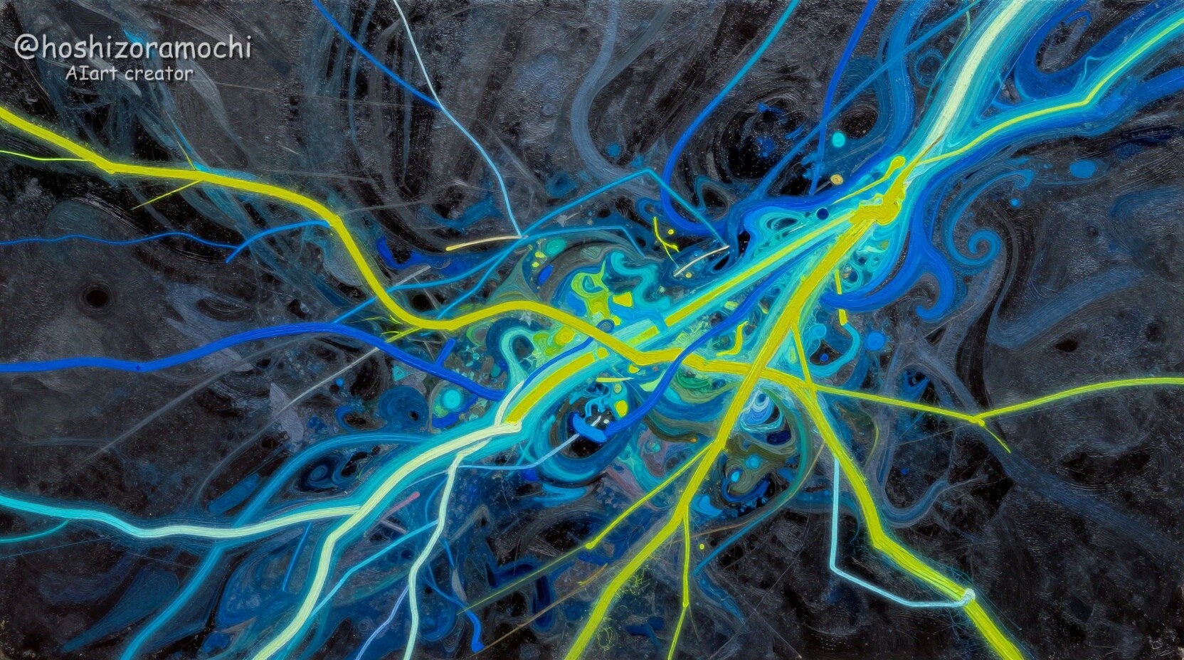 🌀エネルギーの流れを描く抽象的な光の交差