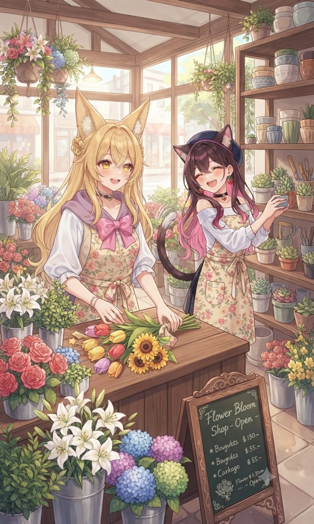 ミラさんとSumiちゃんでお花屋さん