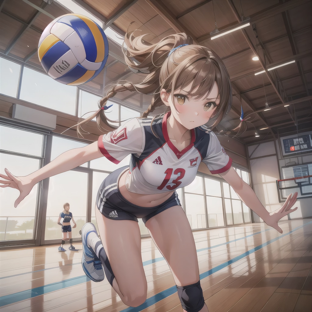 茶髪ロングでユニフォームの少女７