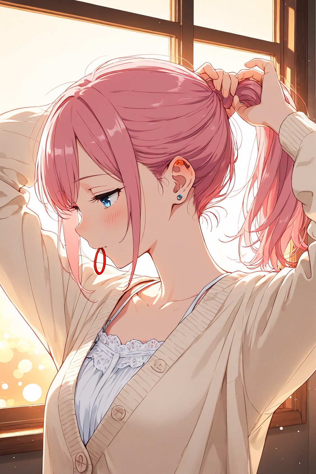 今日はポニテにしようかな