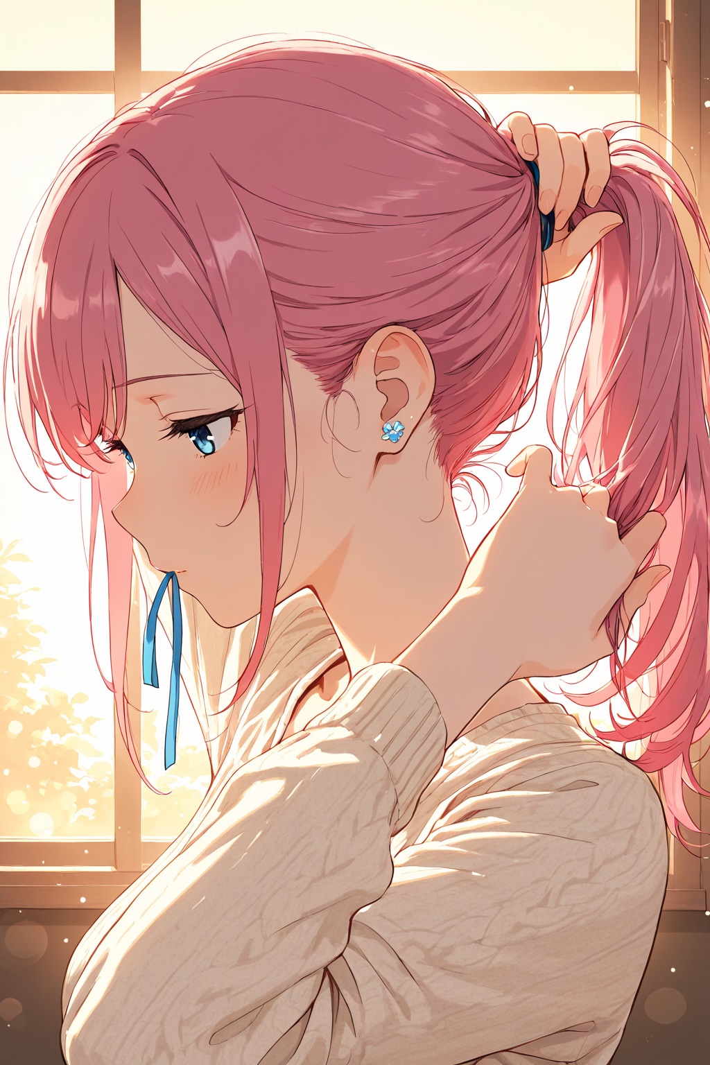 今日はポニテにしようかな