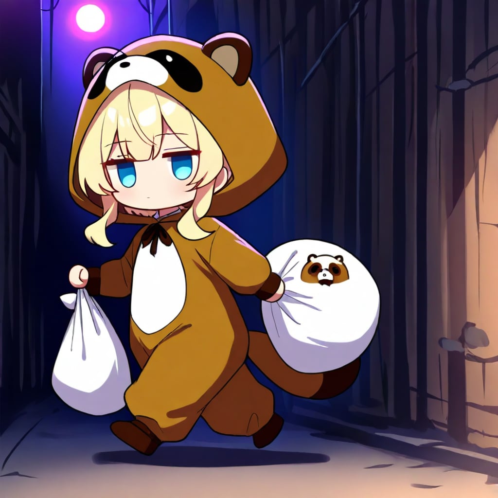 夜中に袋を持った怪しい奴