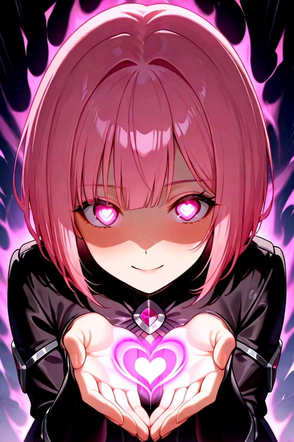 ハートのピンク髪ちゃん
