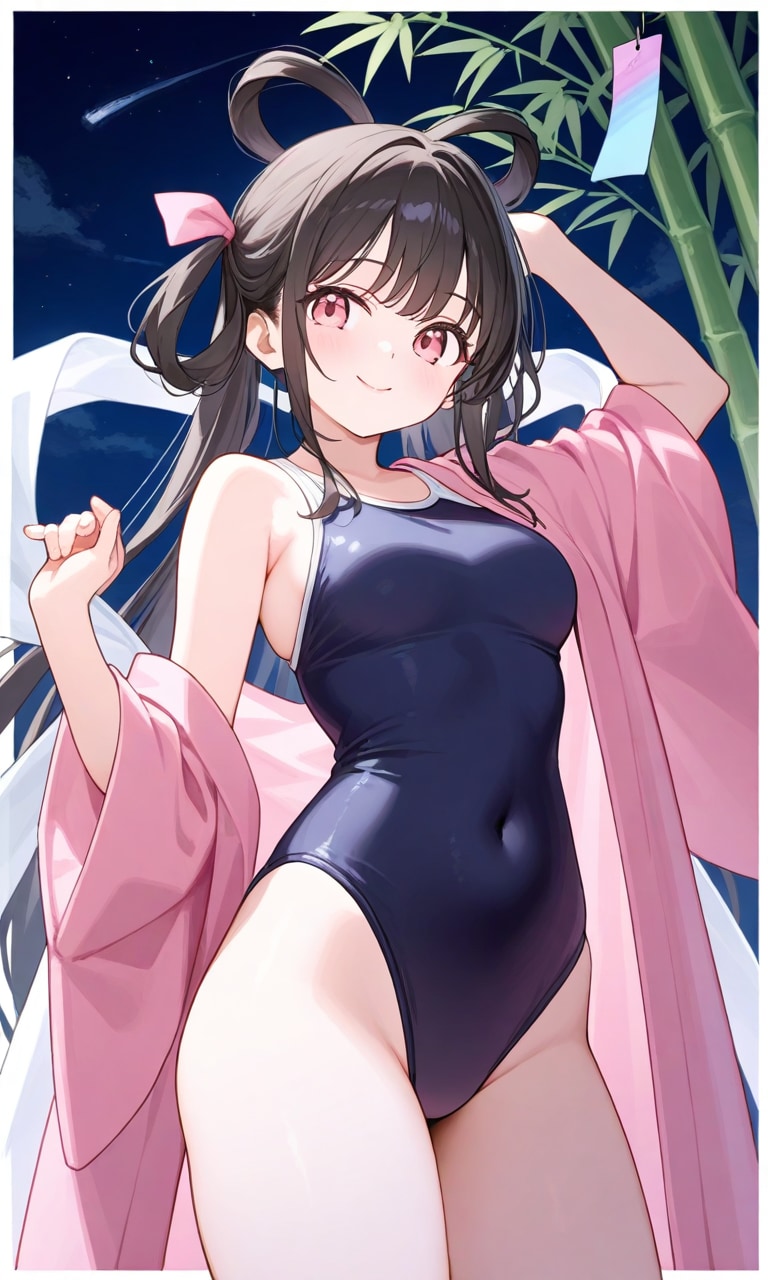 スク水で七夕