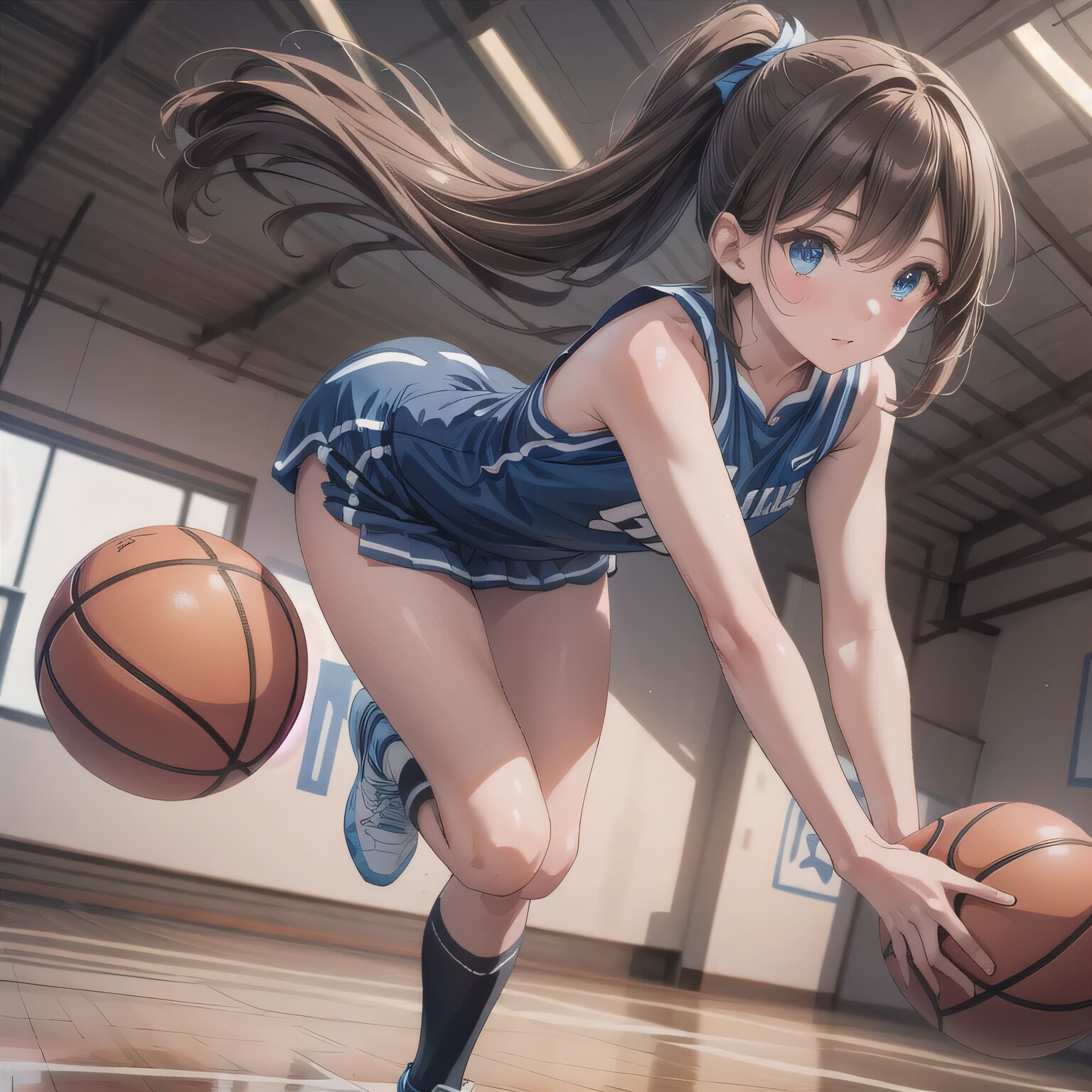 黒髪ポニテでユニフォームの少女１６ | の人気AIイラスト・グラビア