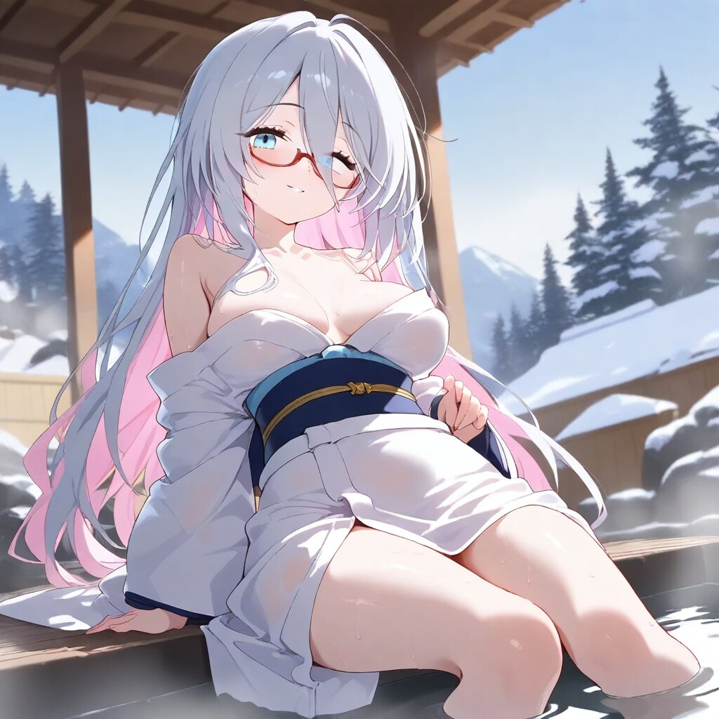雪女さんも足湯でくつろぐ時代
