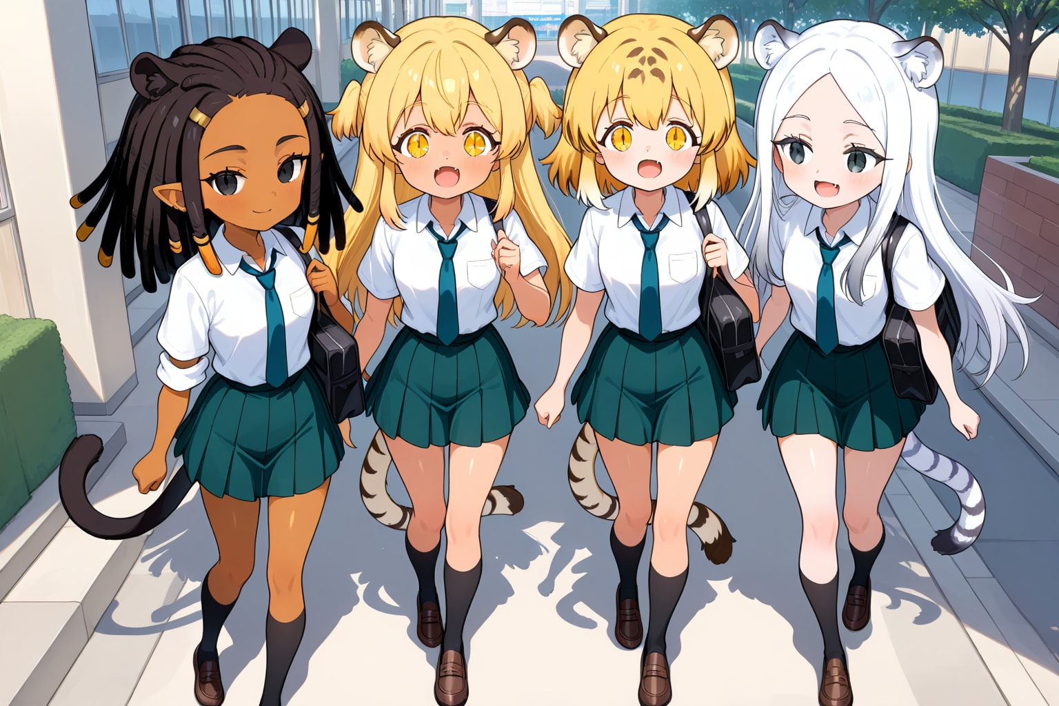 feline girls on their way to school 01 | の人気AIイラスト・グラビア