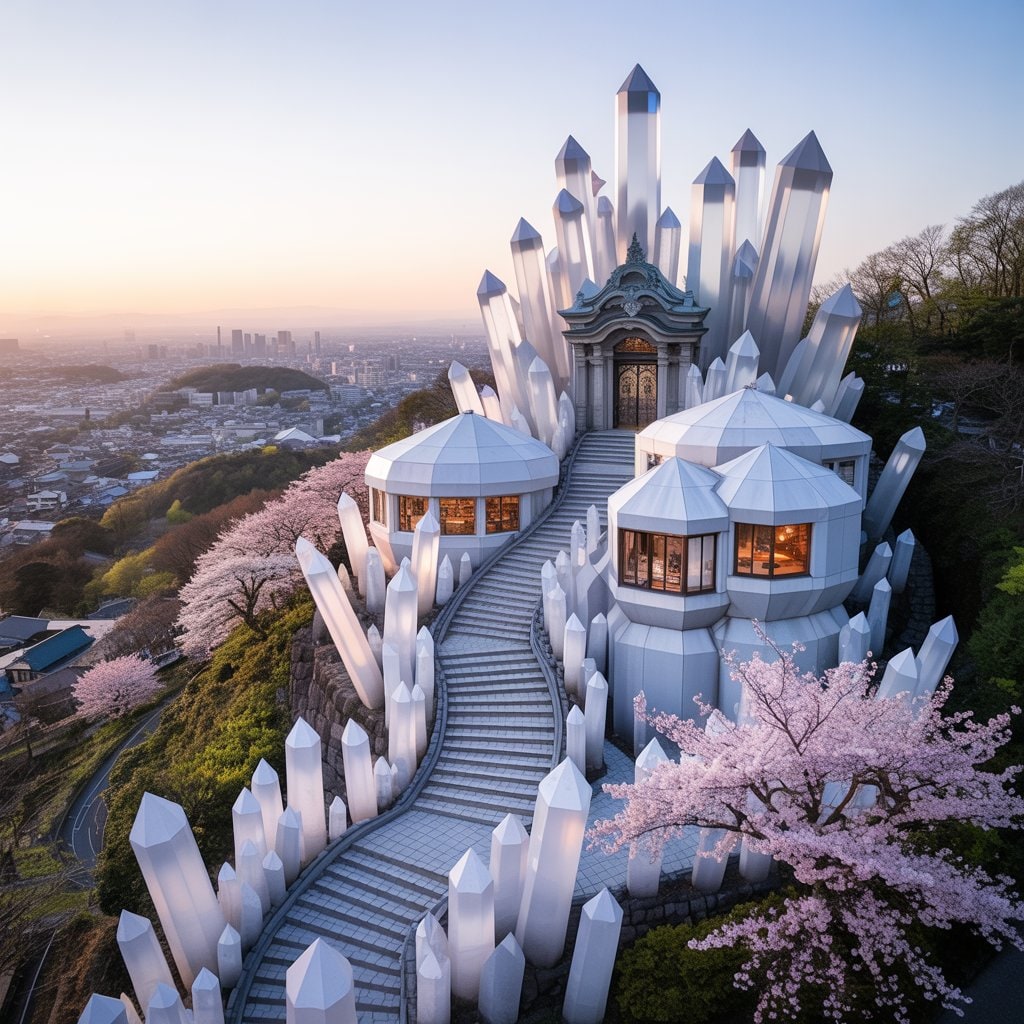 クリスタルが輝く高台