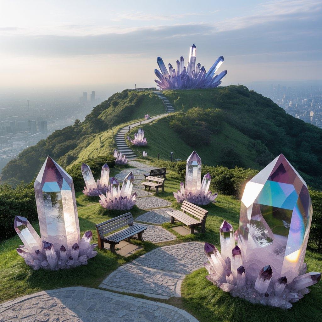 クリスタルが輝く高台