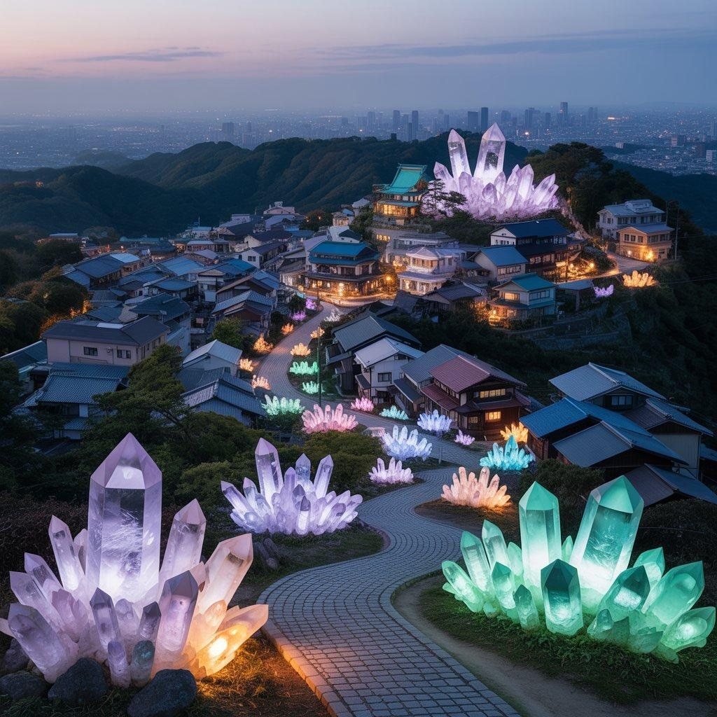 クリスタルが輝く高台