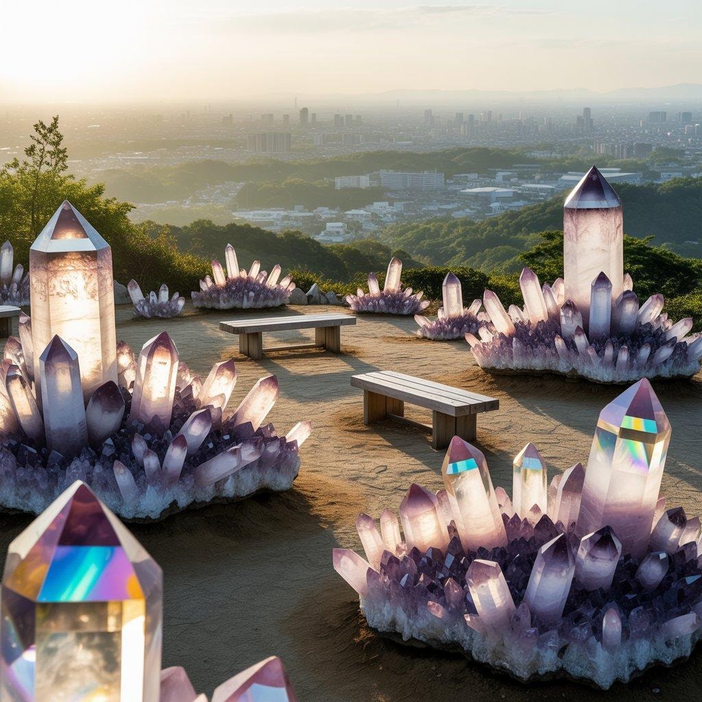 クリスタルが輝く高台