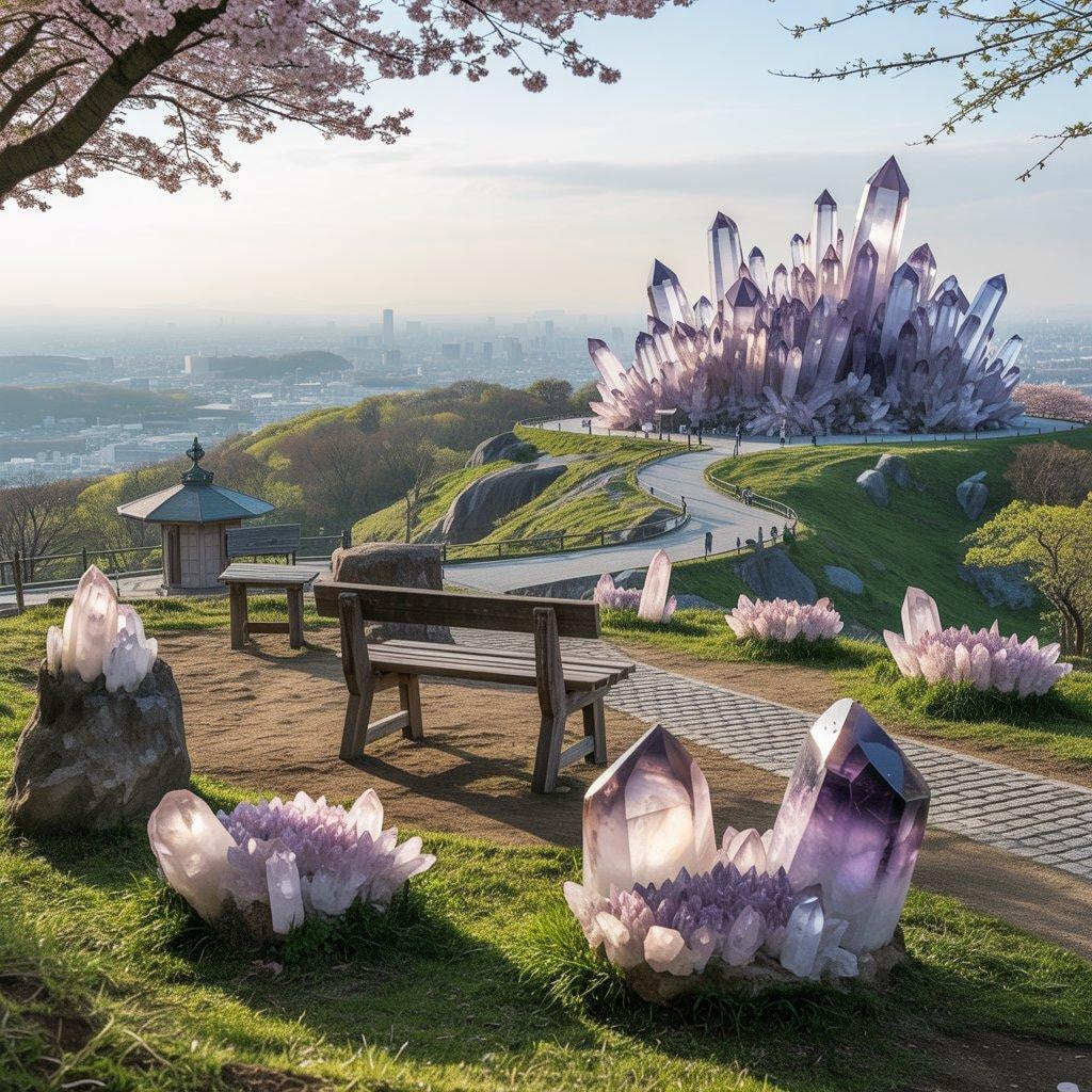 クリスタルが輝く高台