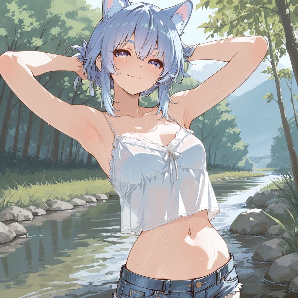 ケモミミさんと川遊び！